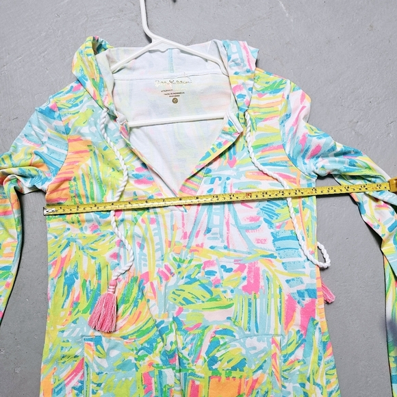 Lily Pulitzer Sz XS Rylie UPF Hooded Cover Up Sea Salt & Sunrope Tassel Dress - Picture 13 of 13